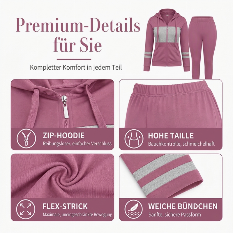 🧥 2-teiliges Damen-Set – Kapuzen-Sweatshirt & Hose