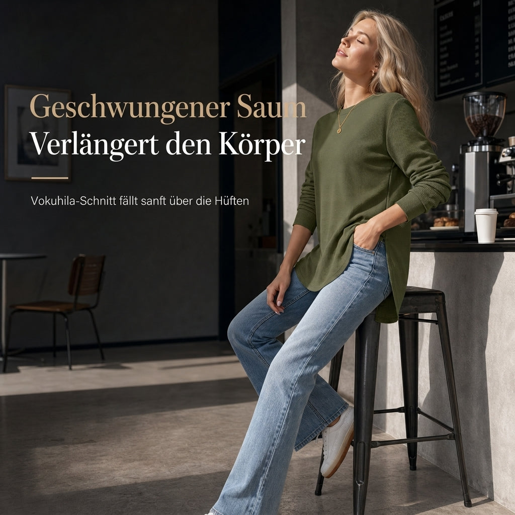 📢🎉50%Rabatt!!!🛍️✨Lässiges lockeres Waffelstrick-Top für Damen