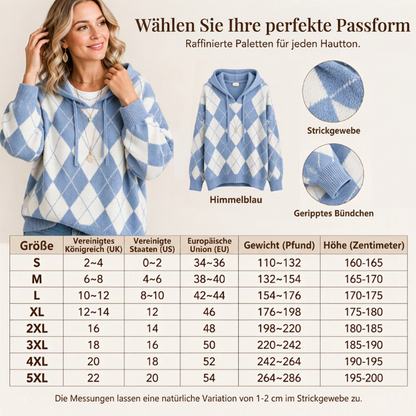 📢🎉50%Rabatt!!!🛍️✨Damen lässiges Argyle Kapuzenpullover