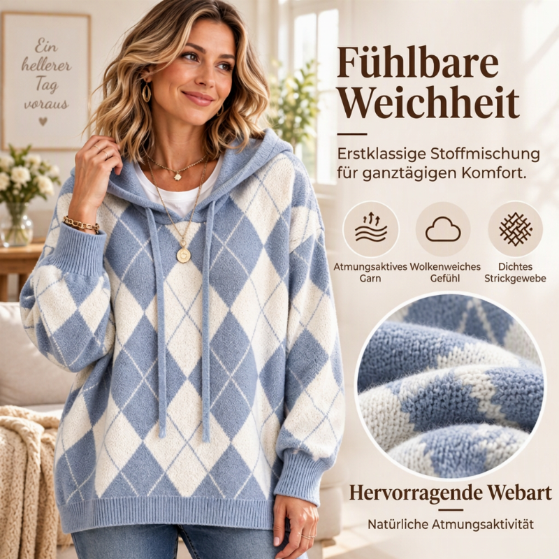 📢🎉50%Rabatt!!!🛍️✨Damen lässiges Argyle Kapuzenpullover