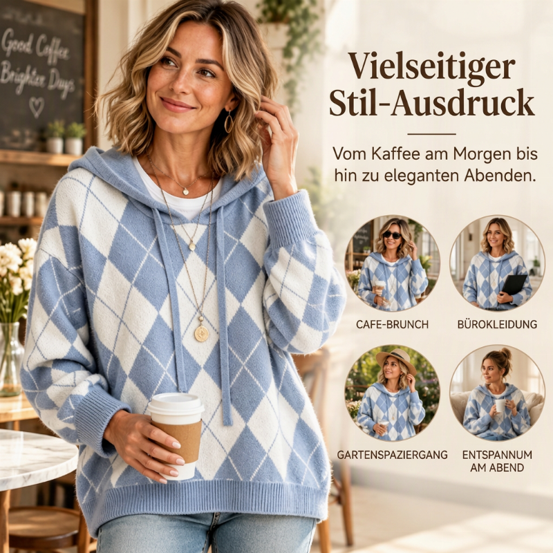 📢🎉50%Rabatt!!!🛍️✨Damen lässiges Argyle Kapuzenpullover