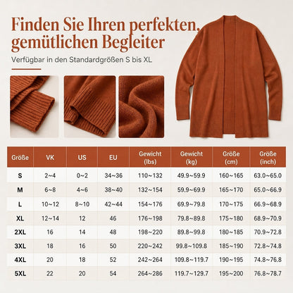 📢🎉50%Rabatt!!!🛍️✨Strickjacke für Damen, mittellang, offener Vorderschnitt, mit gerippten Bündchen