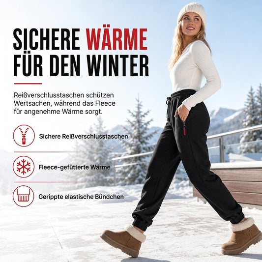 📢 Letzter Tag: 50% Rabatt ⏳ Damen Winter-Jogginghose mit Fleecefutter und Reißverschlusstaschen
