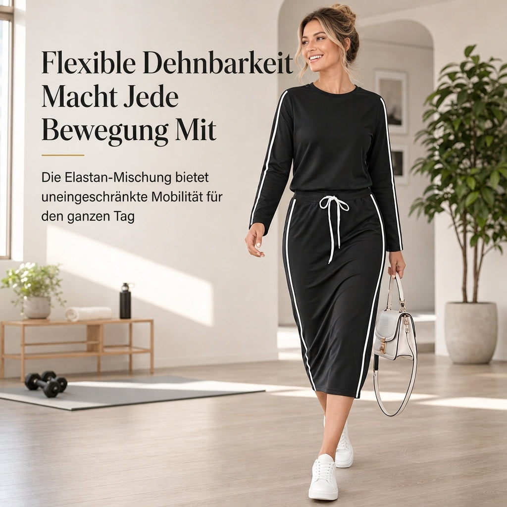 💞Nur für kurze Zeit!💞 Lange Pullover für Frauen, langärmeliger Rundhals-Pullover, casual einfarbig,Patchwork Oberteil für Herbst und Winter