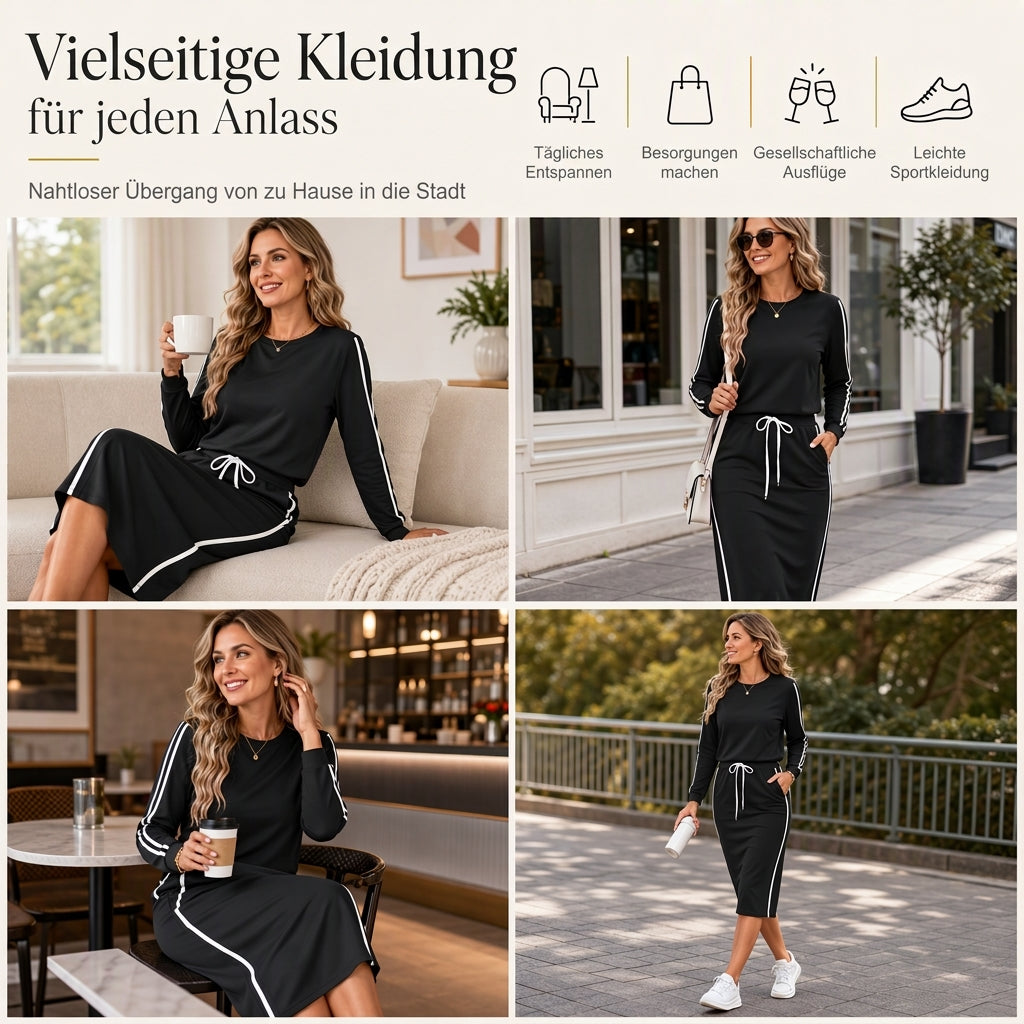 💞Nur für kurze Zeit!💞 Lange Pullover für Frauen, langärmeliger Rundhals-Pullover, casual einfarbig,Patchwork Oberteil für Herbst und Winter