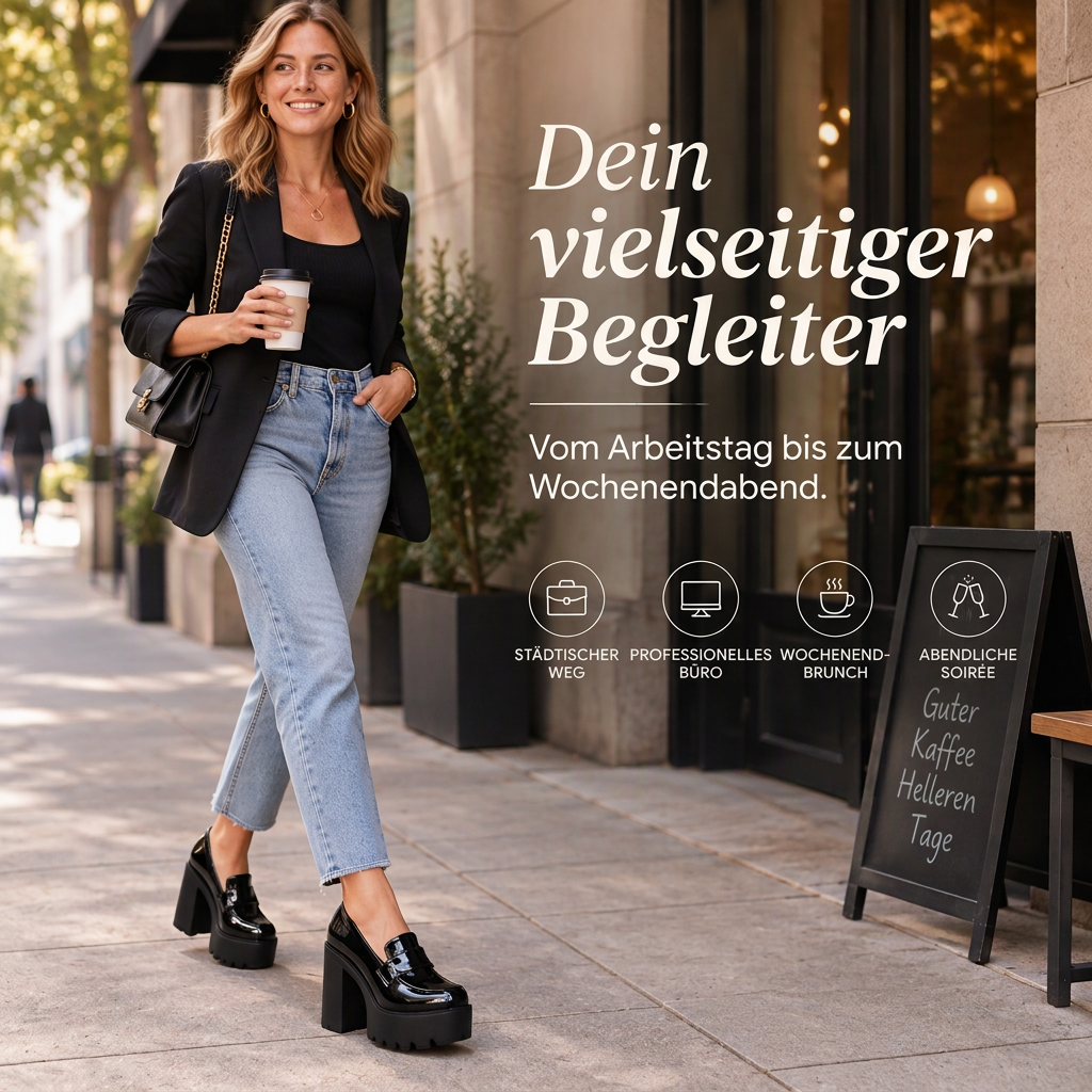 ⏳ Nur noch heute: 50% Rabatt! 🚨 Damen-Loafer mit Plateau-Sohle & klobigem Absatz – bequem & stylish