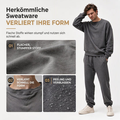 🛍️✨Herren 2-teiliges Jacquard Kapuzenpullover Set Herbst Winter lässiger Kapuzen-Sweatshirt und Sweathose Trainingsanzug