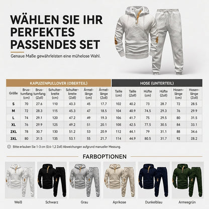 🛍️✨Herren 2-teiliges Jacquard Kapuzenpullover Set Herbst Winter lässiger Kapuzen-Sweatshirt und Sweathose Trainingsanzug
