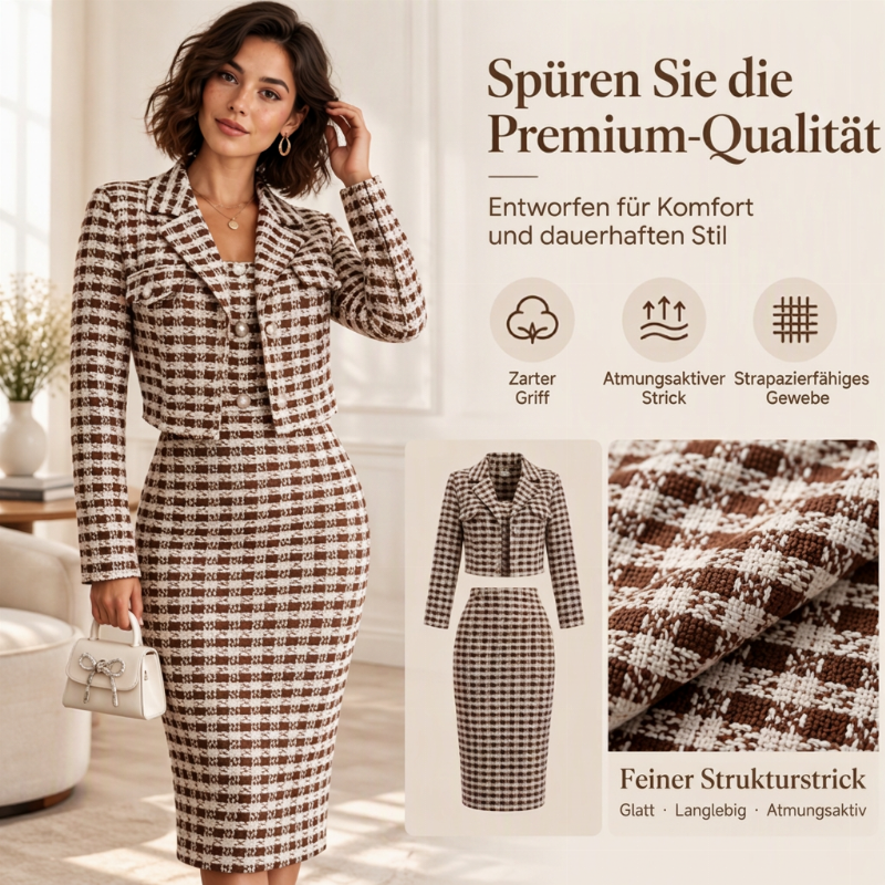 ⏰ Beliebt und bald ausverkauft!⏰Elegantes Kurzjacken- und Schmal-Kleid-Set für Damen