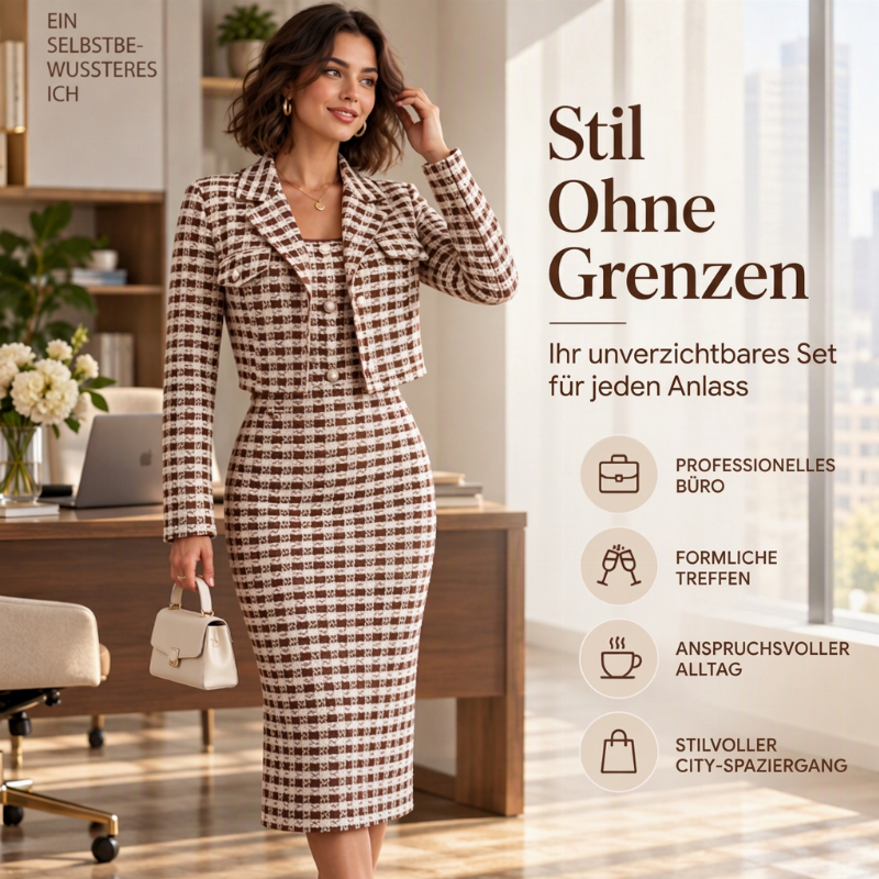 ⏰ Beliebt und bald ausverkauft!⏰Elegantes Kurzjacken- und Schmal-Kleid-Set für Damen