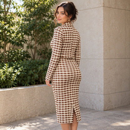 ⏰ Beliebt und bald ausverkauft!⏰Elegantes Kurzjacken- und Schmal-Kleid-Set für Damen