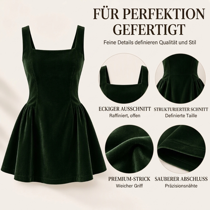 🎁Neu eingetroffen: 50% Rabatt!  Damen Samtkleid mit quadratischem Ausschnitt und ärmellos