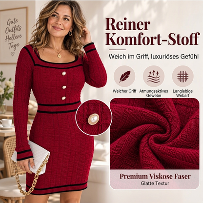 ⏰ Countdown läuft – 50% nur noch 3 Tage!  Elegantes körperbetontes Damenstrickkleid mit quadratischem Ausschnitt