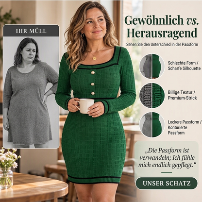⏰ Countdown läuft – 50% nur noch 3 Tage!  Elegantes körperbetontes Damenstrickkleid mit quadratischem Ausschnitt