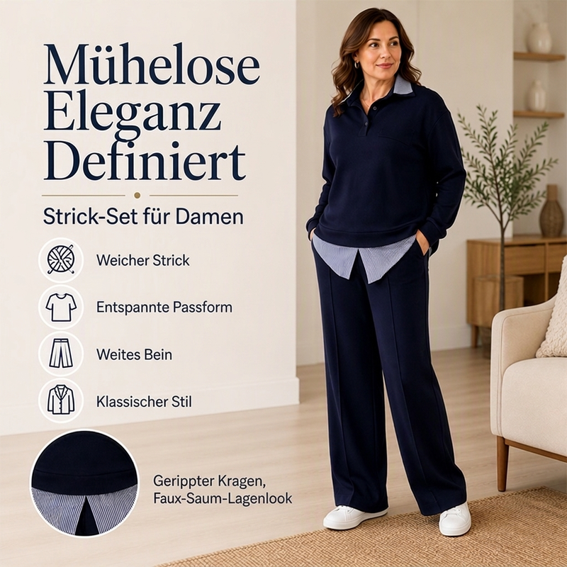 Damen Zweiteiliges Sweatshirt- und Hosen-Set mit Fake-Look