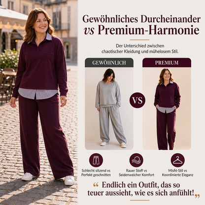 Damen Zweiteiliges Sweatshirt- und Hosen-Set mit Fake-Look