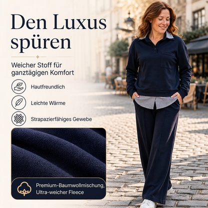 Damen Zweiteiliges Sweatshirt- und Hosen-Set mit Fake-Look
