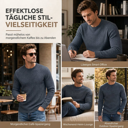 🔥Beliebtes Produkt ！✨Freizeit-Sweatshirt für Herren, schmal geschnitten, Rundhalsausschnitt, langärmelig