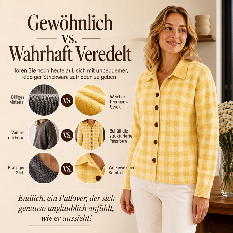 📢🎉50%Rabatt!!!🛍️✨Damen kariierter Strickpullover mit Knopfleiste