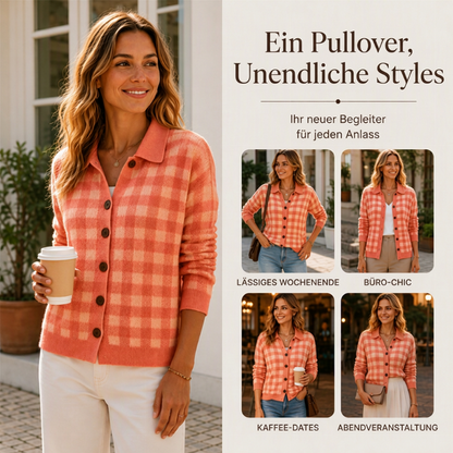 📢🎉50%Rabatt!!!🛍️✨Damen kariierter Strickpullover mit Knopfleiste