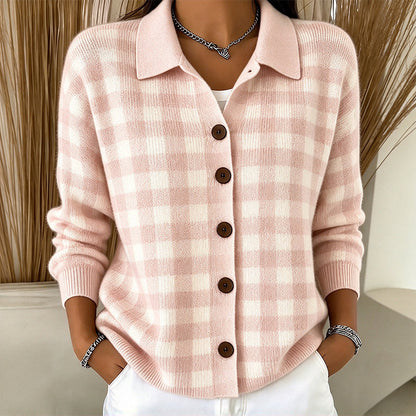 📢🎉50%Rabatt!!!🛍️✨Damen kariierter Strickpullover mit Knopfleiste