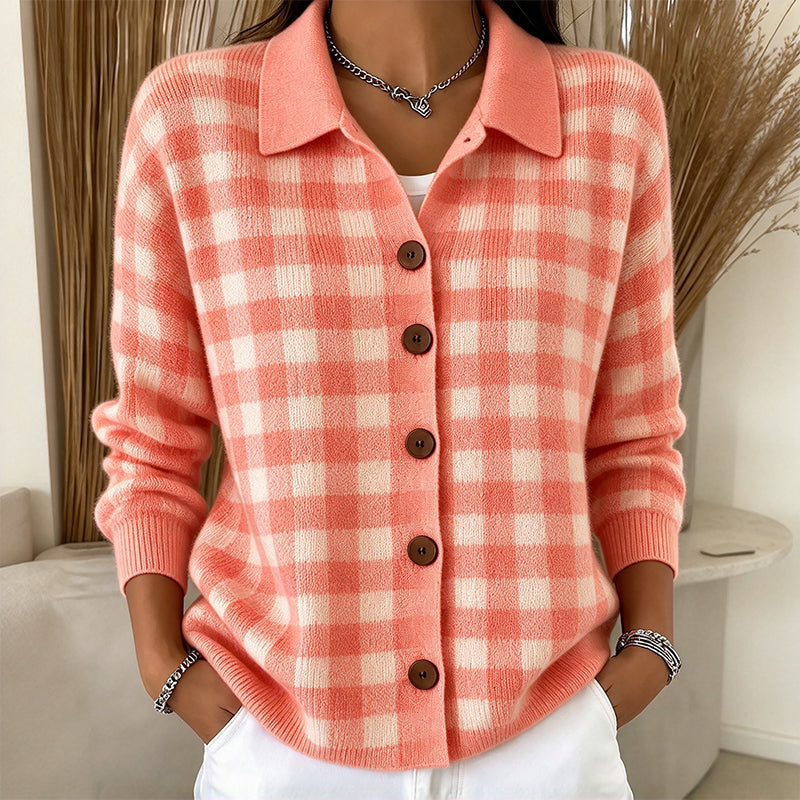 📢🎉50%Rabatt!!!🛍️✨Damen kariierter Strickpullover mit Knopfleiste