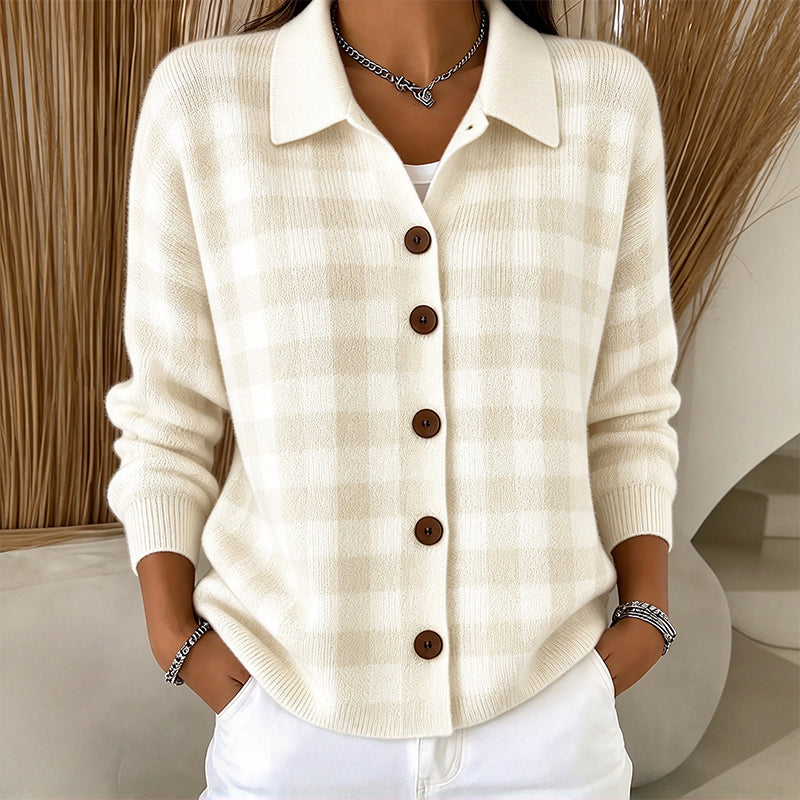 📢🎉50%Rabatt!!!🛍️✨Damen kariierter Strickpullover mit Knopfleiste