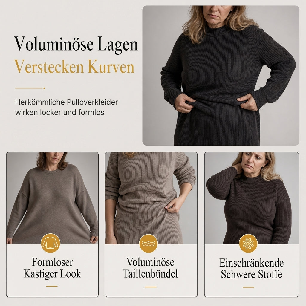 🌟Bestseller reduziert! Nur diese Woche!🌟 Damen Rundhals Langarm Patchwork Figurbetontes Bodycon Strickkleid