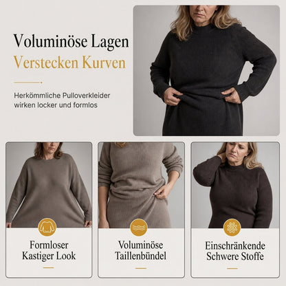 🌟Bestseller reduziert! Nur diese Woche!🌟 Damen Rundhals Langarm Patchwork Figurbetontes Bodycon Strickkleid