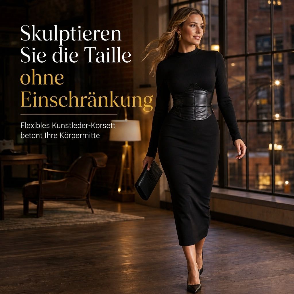 🌟Bestseller reduziert! Nur diese Woche!🌟 Damen Rundhals Langarm Patchwork Figurbetontes Bodycon Strickkleid