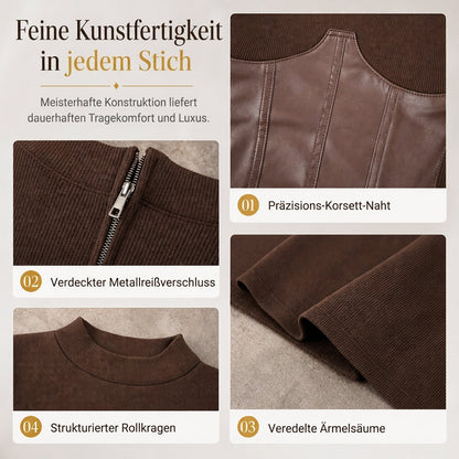 🌟Bestseller reduziert! Nur diese Woche!🌟 Damen Rundhals Langarm Patchwork Figurbetontes Bodycon Strickkleid