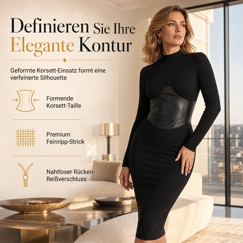 🌟Bestseller reduziert! Nur diese Woche!🌟 Damen Rundhals Langarm Patchwork Figurbetontes Bodycon Strickkleid