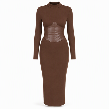 🌟Bestseller reduziert! Nur diese Woche!🌟 Damen Rundhals Langarm Patchwork Figurbetontes Bodycon Strickkleid