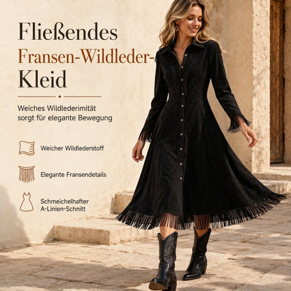 ⏰ Countdown läuft – 50% nur noch 3 Tage! Damen Vintage Langarm Fransenkleid