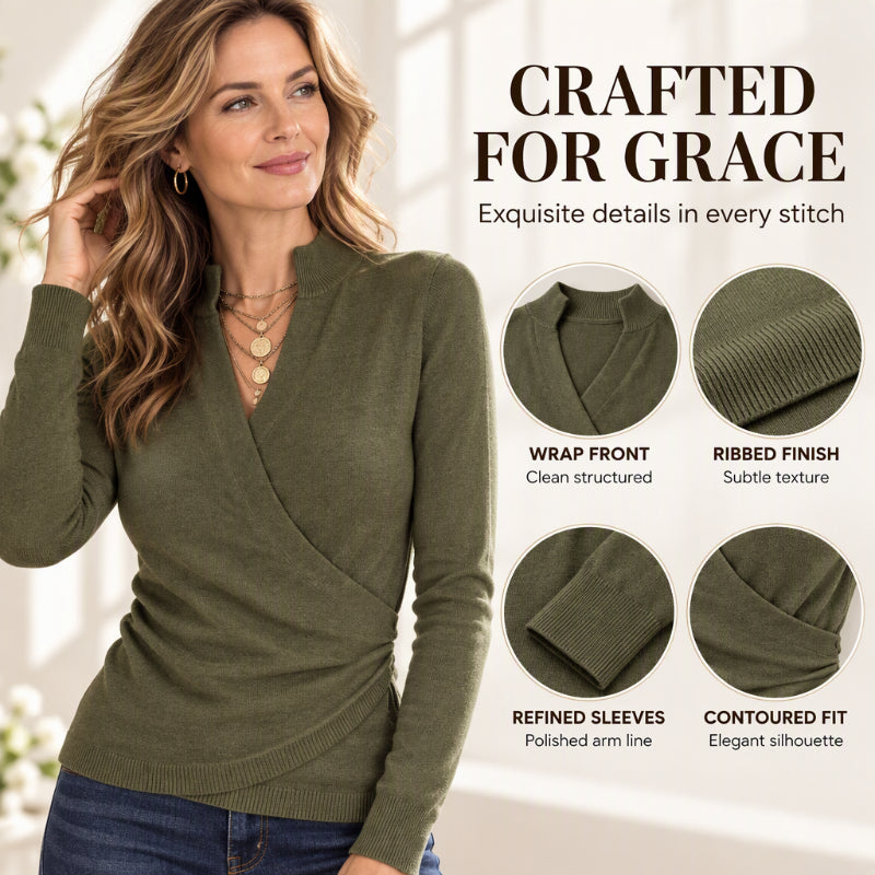🙌 50% Wiederkaufquote✨Damen elegantes V-Ausschnitt Wickel-Strickoberteil