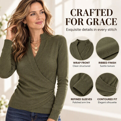 🙌 50% Wiederkaufquote✨Damen elegantes V-Ausschnitt Wickel-Strickoberteil