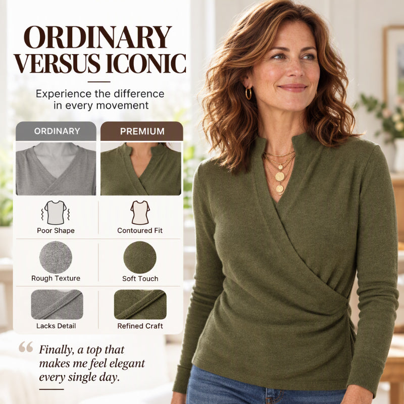🙌 50% Wiederkaufquote✨Damen elegantes V-Ausschnitt Wickel-Strickoberteil