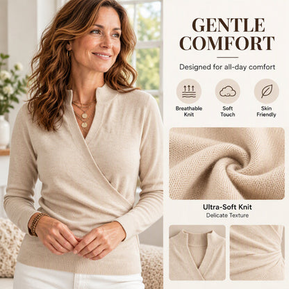 🙌 50% Wiederkaufquote✨Damen elegantes V-Ausschnitt Wickel-Strickoberteil