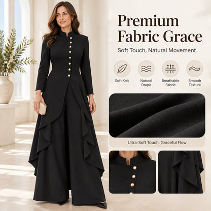 🛍️✨Elegantes zweiteiliges Damen-Outfit: Langmantel mit weitem Bein