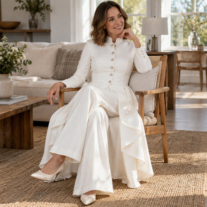 🛍️✨Elegantes zweiteiliges Damen-Outfit: Langmantel mit weitem Bein