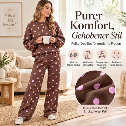 📢🎉50%Rabatt!!!🛍️✨Damen-Punkte-Top und Hosen mit weitem Bein Set