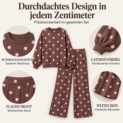 📢🎉50%Rabatt!!!🛍️✨Damen-Punkte-Top und Hosen mit weitem Bein Set