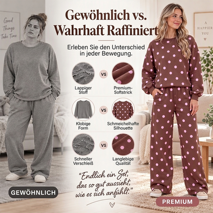 📢🎉50%Rabatt!!!🛍️✨Damen-Punkte-Top und Hosen mit weitem Bein Set