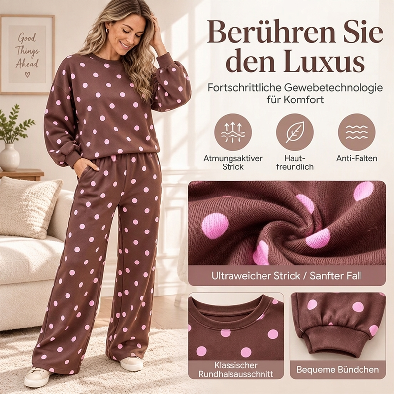 📢🎉50%Rabatt!!!🛍️✨Damen-Punkte-Top und Hosen mit weitem Bein Set