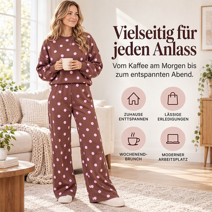 📢🎉50%Rabatt!!!🛍️✨Damen-Punkte-Top und Hosen mit weitem Bein Set