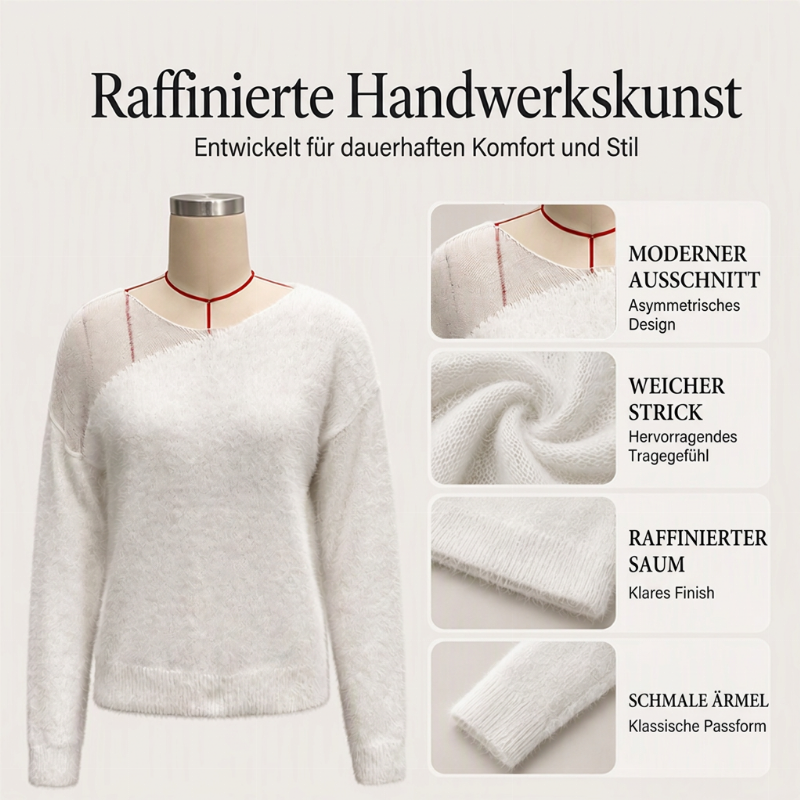 Damen Pullover aus Kunstfell mit Netzpatchwork