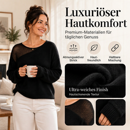 Damen Pullover aus Kunstfell mit Netzpatchwork