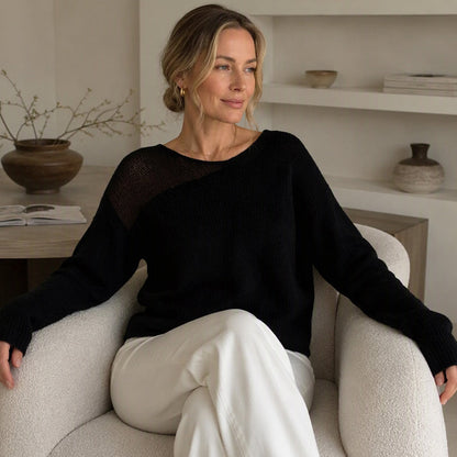 Damen Pullover aus Kunstfell mit Netzpatchwork