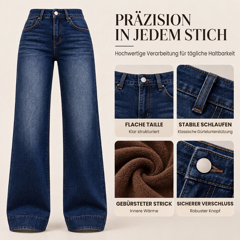 🔥👖 Damen thermische Wide-Leg-Jeans mit hohem Bund | Keine kalten Beine, kein einschnürender Bund – Warme Weite für Winter & Alltag ✨