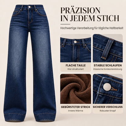 🔥👖 Damen thermische Wide-Leg-Jeans mit hohem Bund | Keine kalten Beine, kein einschnürender Bund – Warme Weite für Winter & Alltag ✨